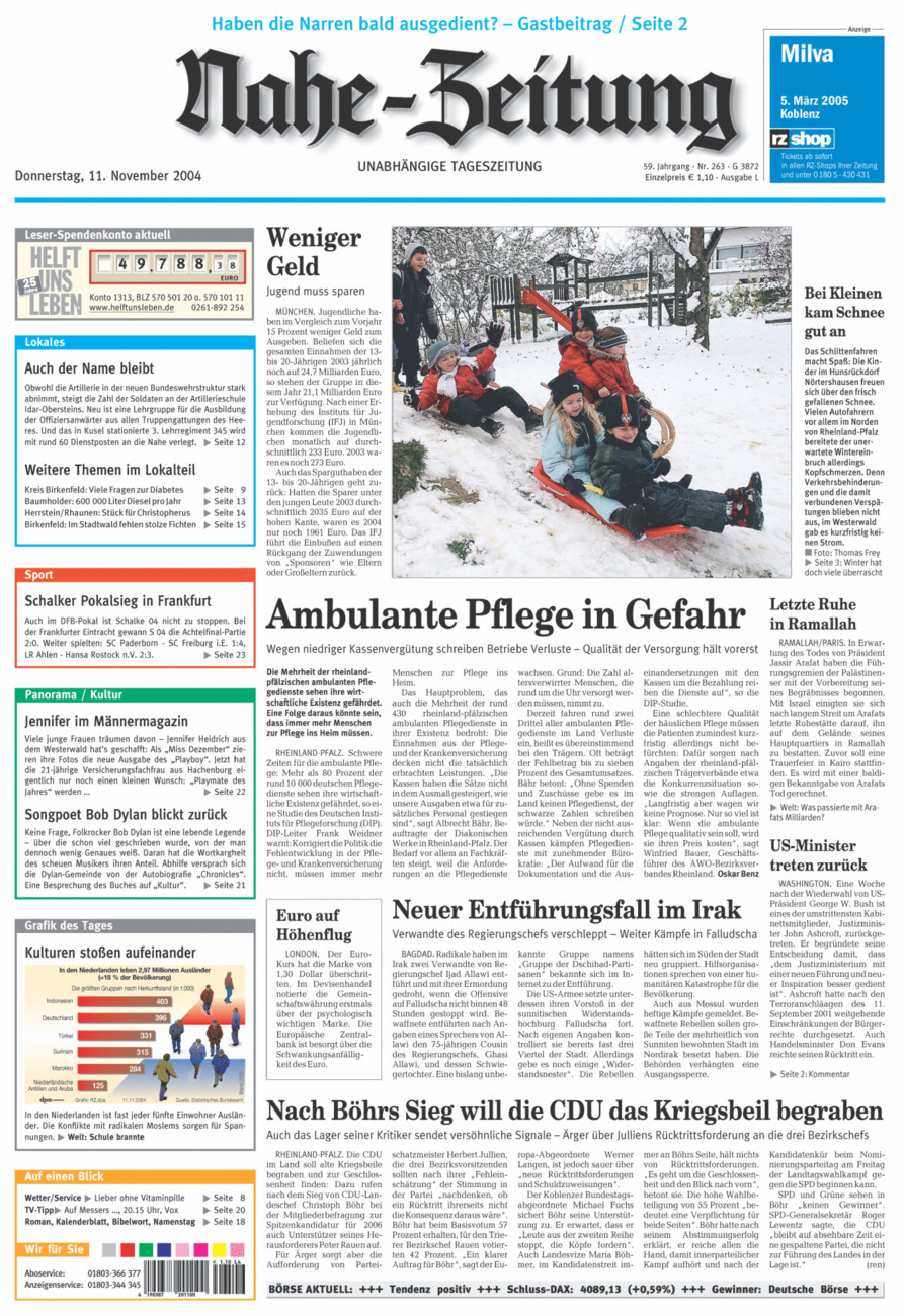 Nahe-Zeitung vom Donnerstag, 11.11.2004