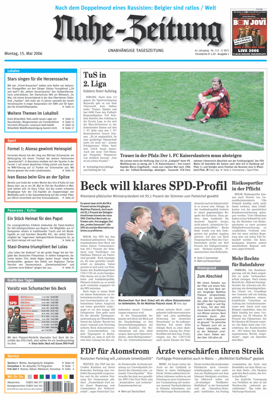 Nahe-Zeitung vom Montag, 15.05.2006