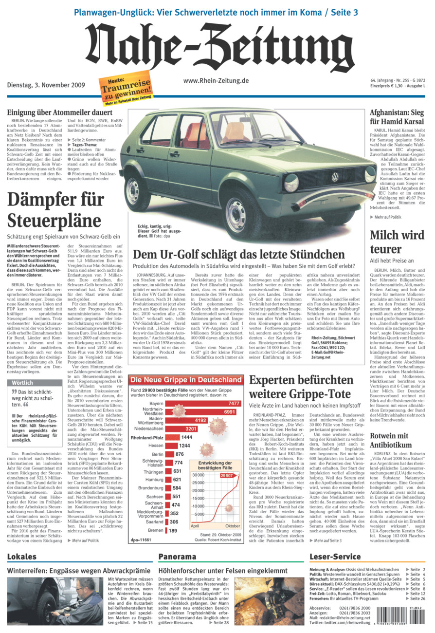 Nahe-Zeitung vom Dienstag, 03.11.2009