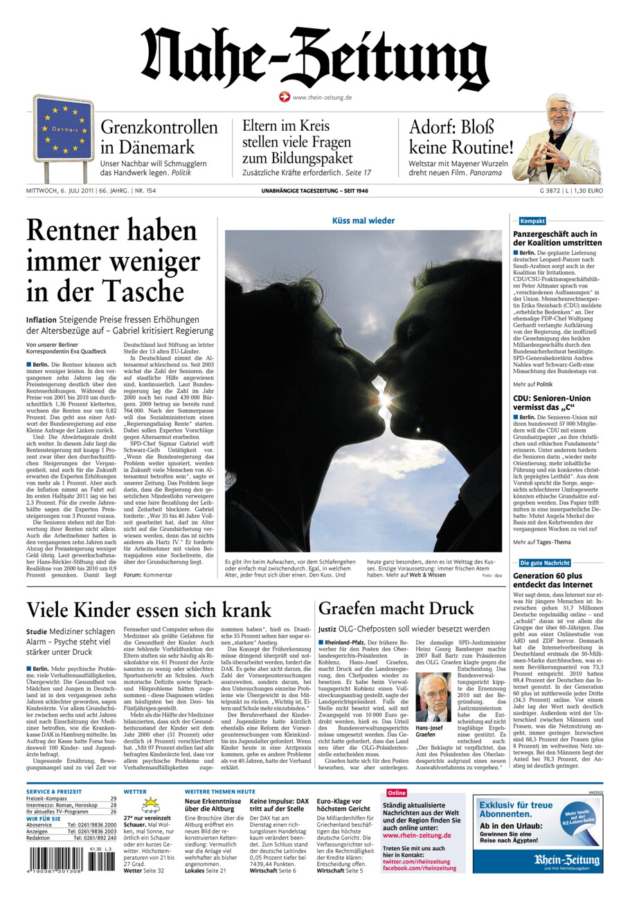 Nahe-Zeitung vom Mittwoch, 06.07.2011