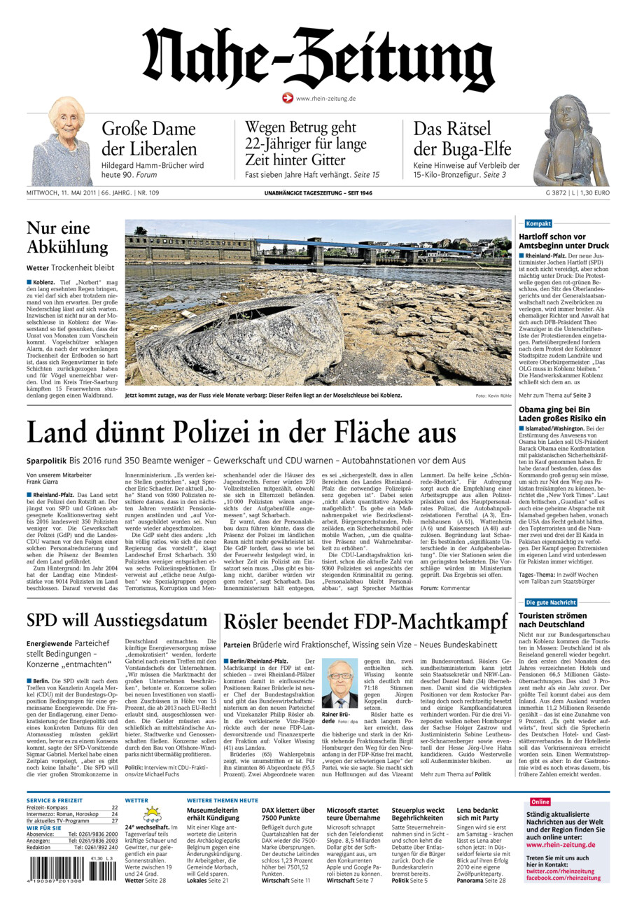 Nahe-Zeitung vom Mittwoch, 11.05.2011