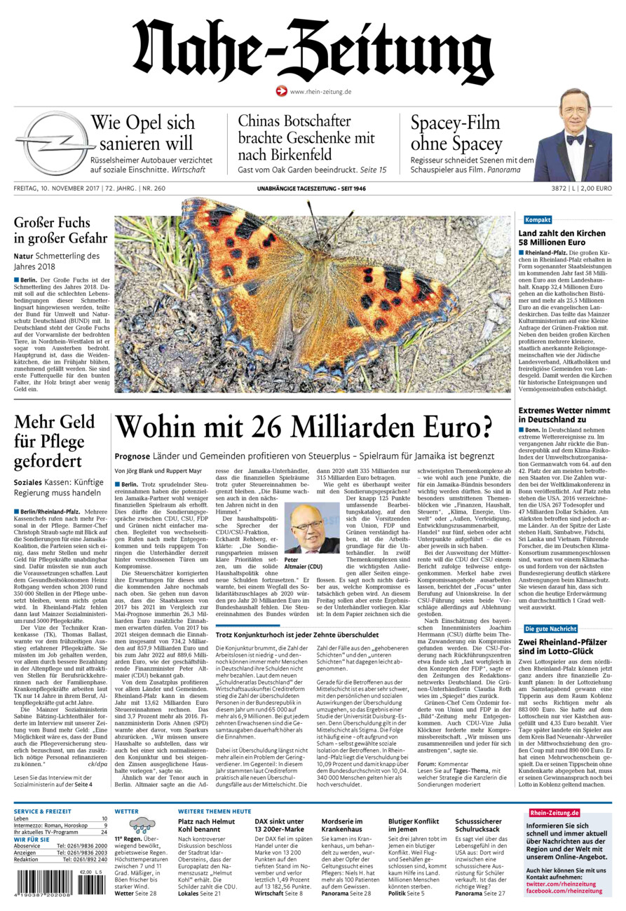 Nahe-Zeitung vom Freitag, 10.11.2017
