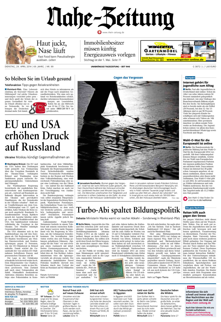 Nahe-Zeitung vom Dienstag, 29.04.2014