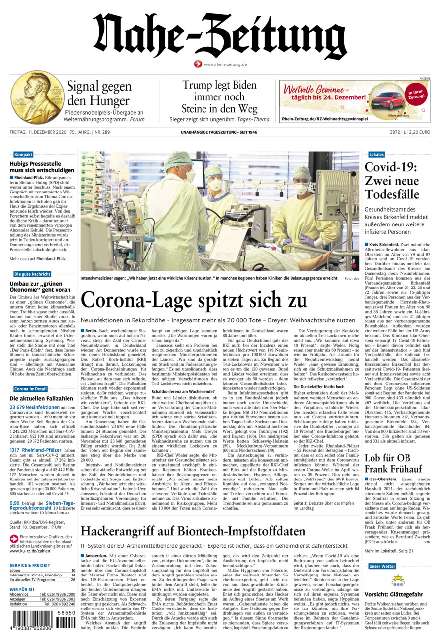 Nahe-Zeitung vom Freitag, 11.12.2020