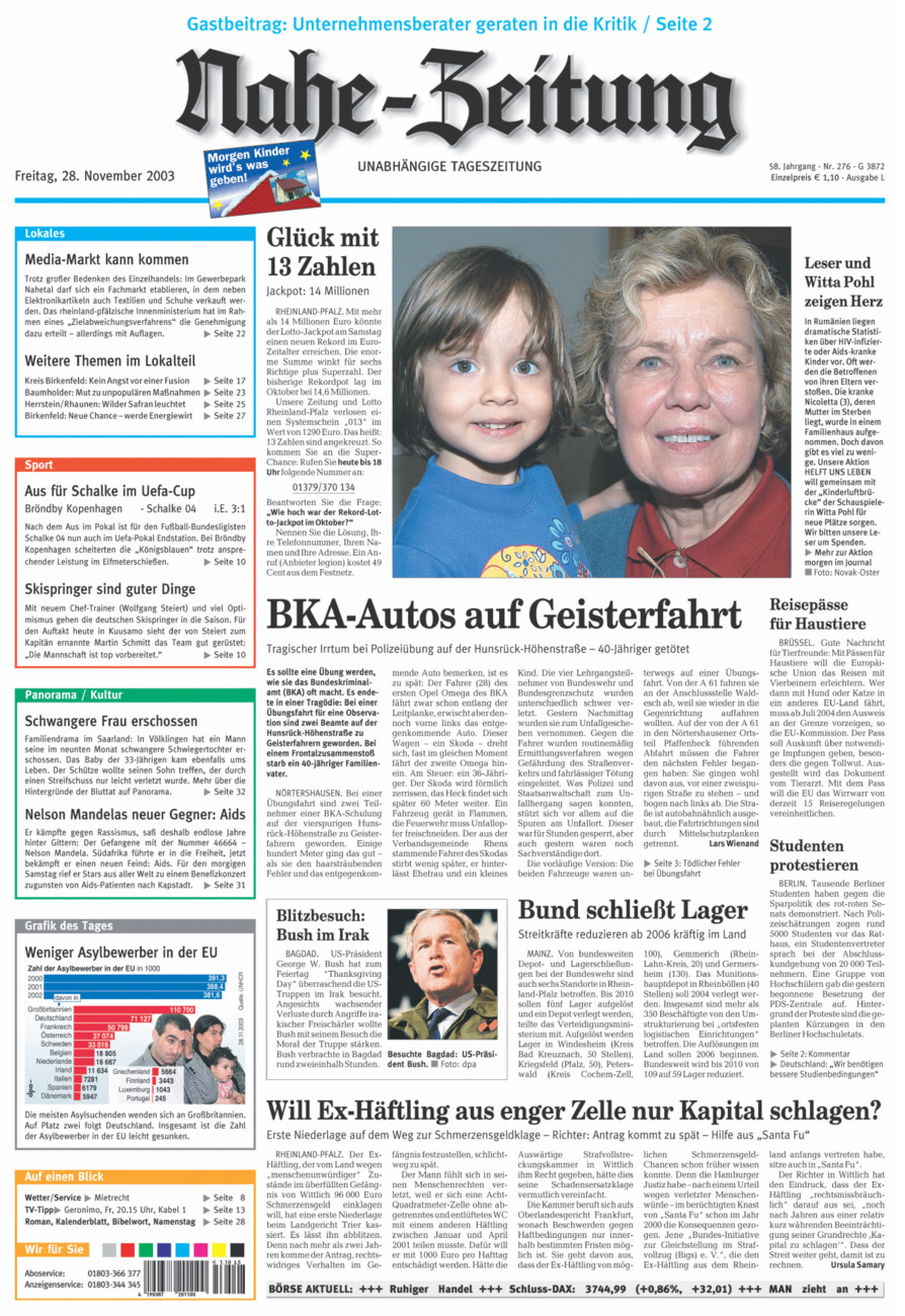 Nahe-Zeitung vom Freitag, 28.11.2003