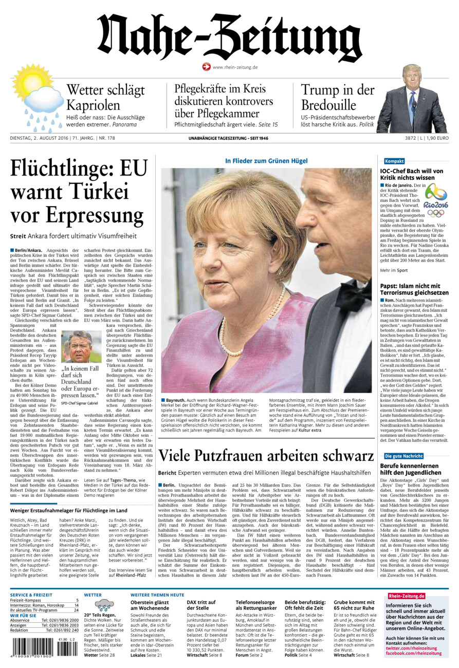 Nahe-Zeitung vom Dienstag, 02.08.2016