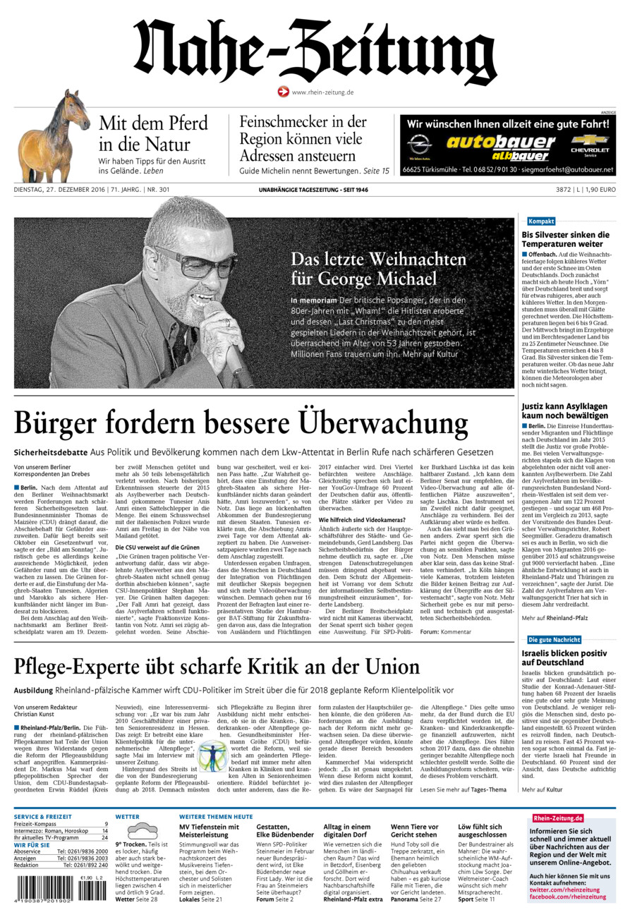 Nahe-Zeitung vom Dienstag, 27.12.2016
