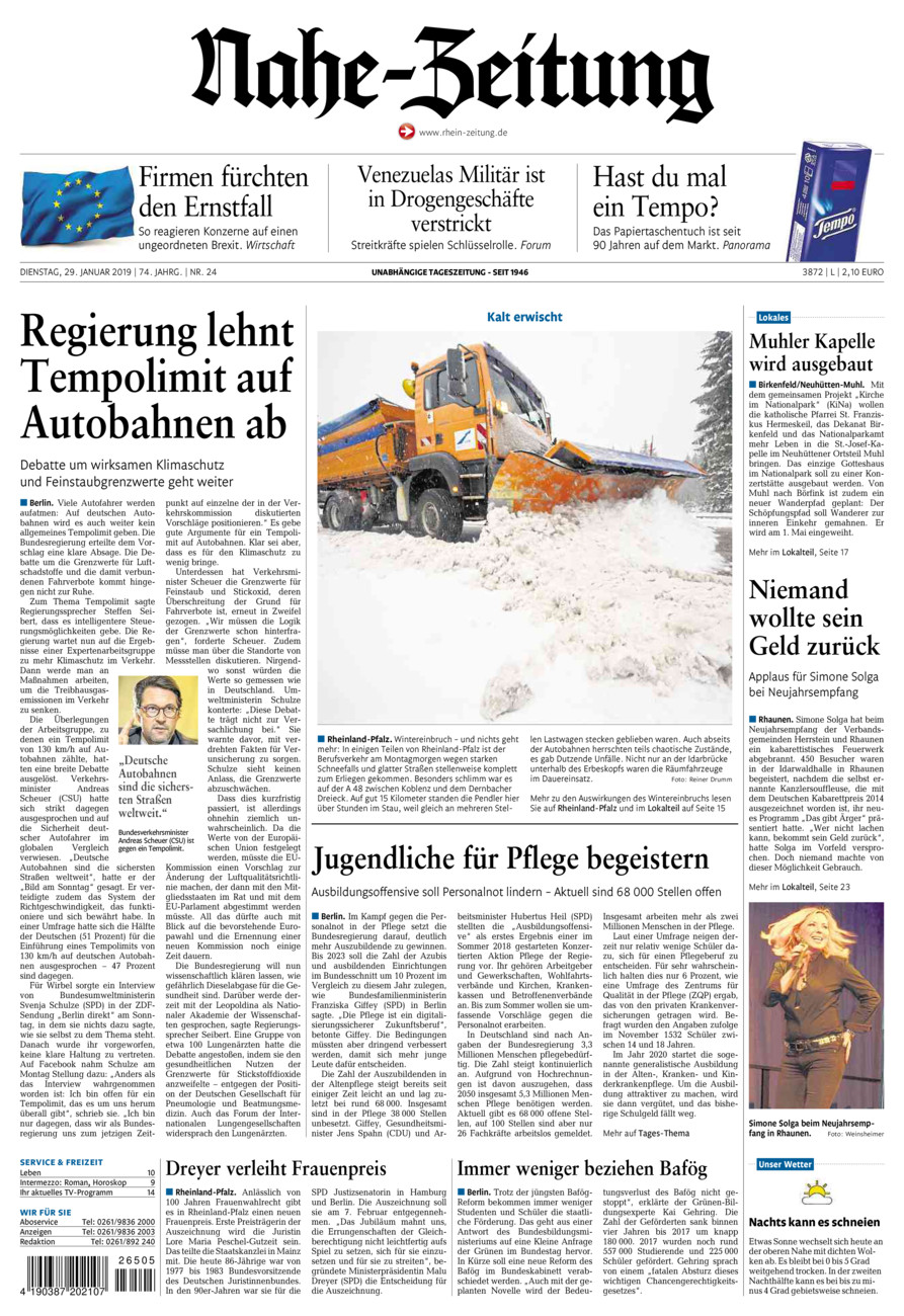 Nahe-Zeitung vom Dienstag, 29.01.2019