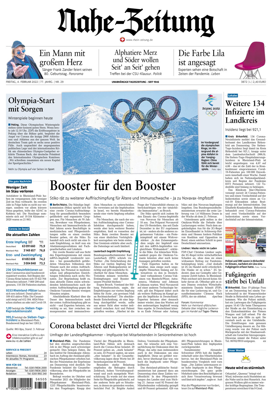 Nahe-Zeitung vom Freitag, 04.02.2022
