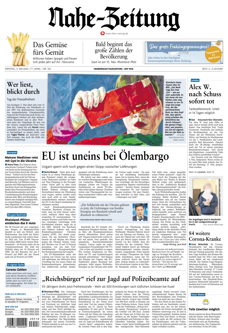 Nahe-Zeitung vom Dienstag, 03.05.2022