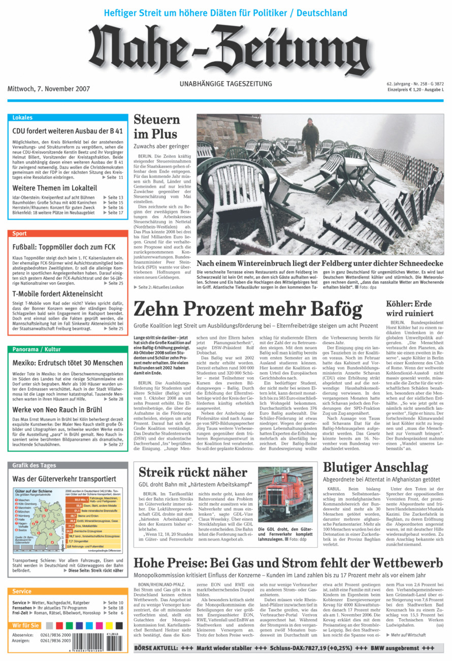 Nahe-Zeitung vom Mittwoch, 07.11.2007