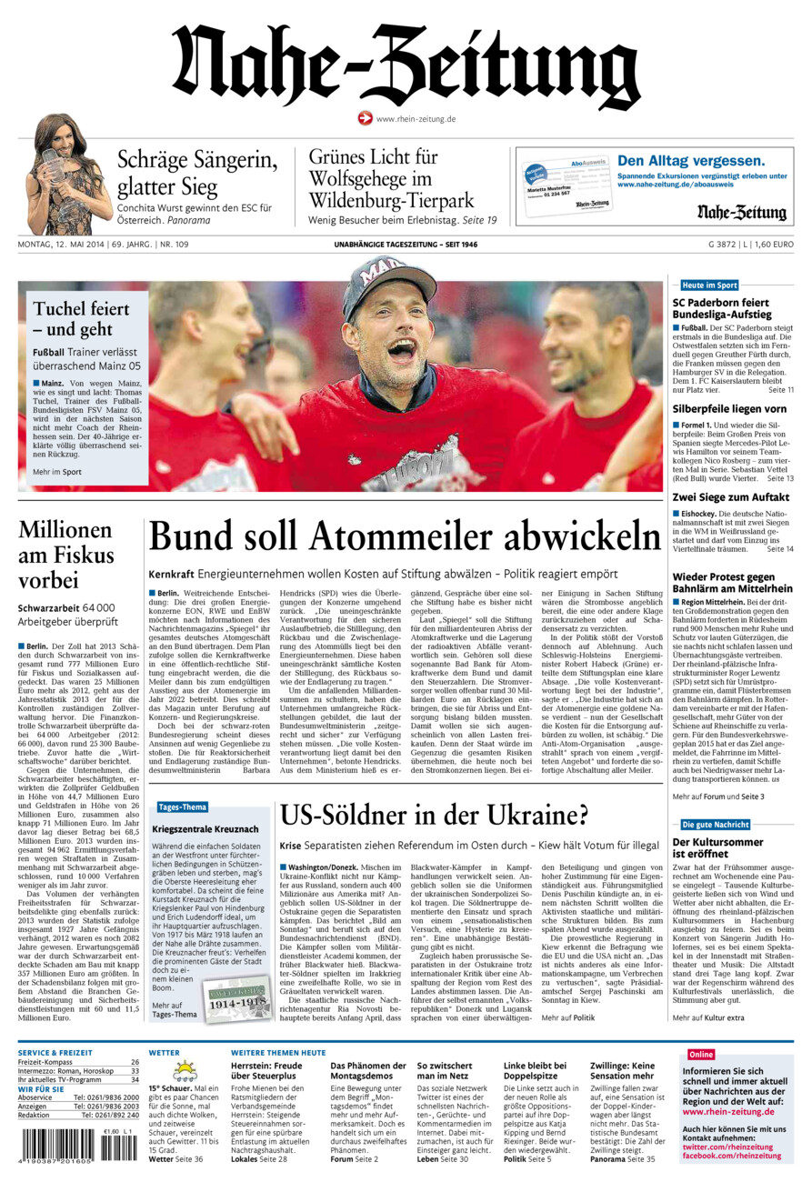 Nahe-Zeitung vom Montag, 12.05.2014