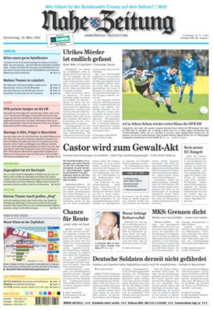 Nahe-Zeitung vom Donnerstag, 29.03.2001