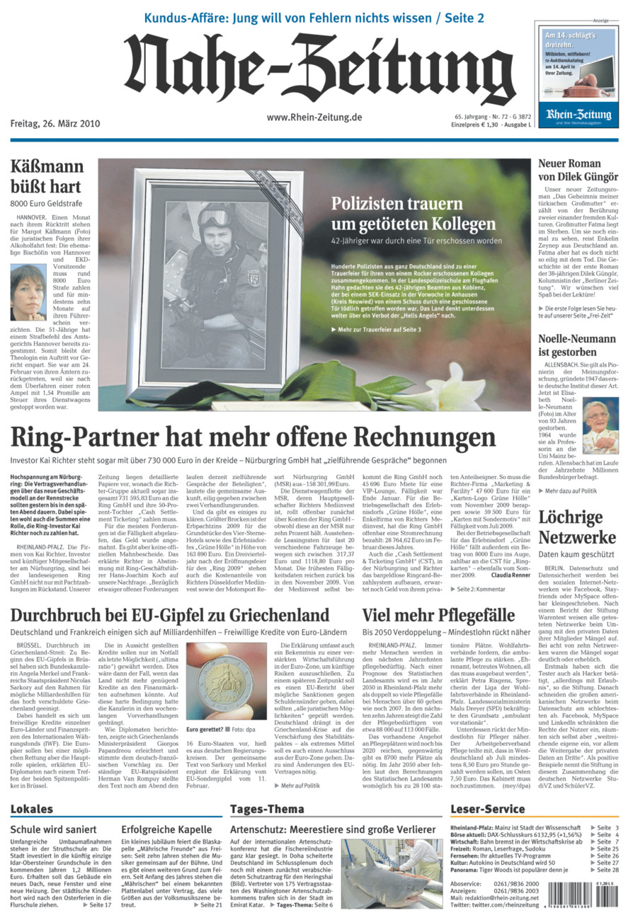 Nahe-Zeitung vom Freitag, 26.03.2010