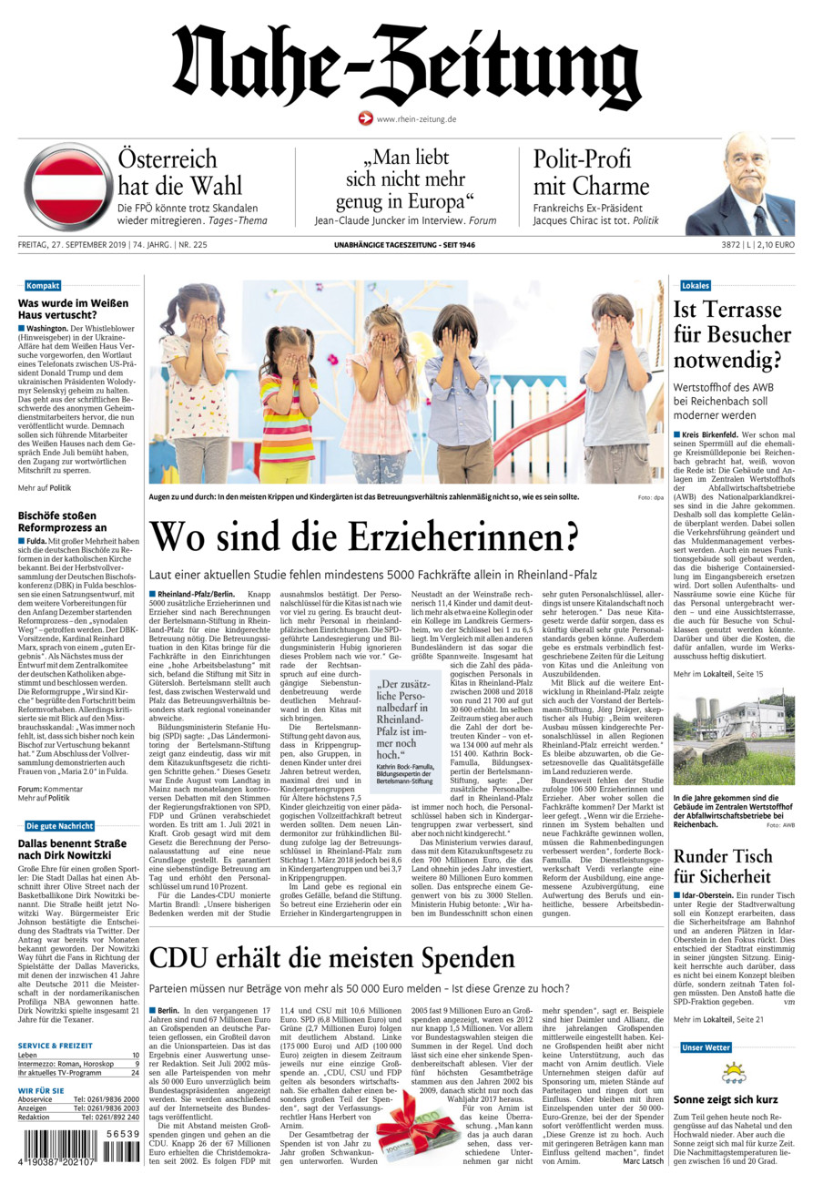 Nahe-Zeitung vom Freitag, 27.09.2019