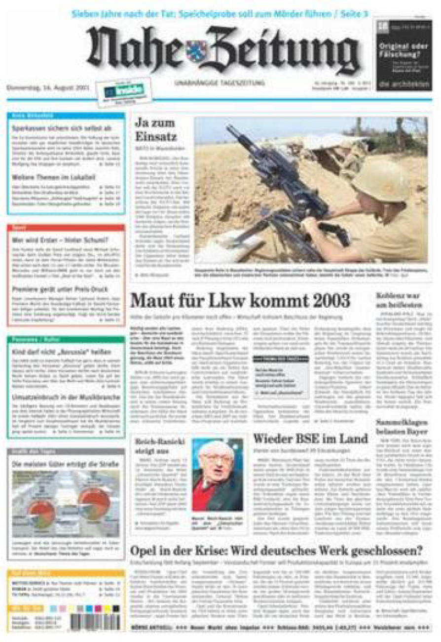 Nahe-Zeitung vom Donnerstag, 16.08.2001