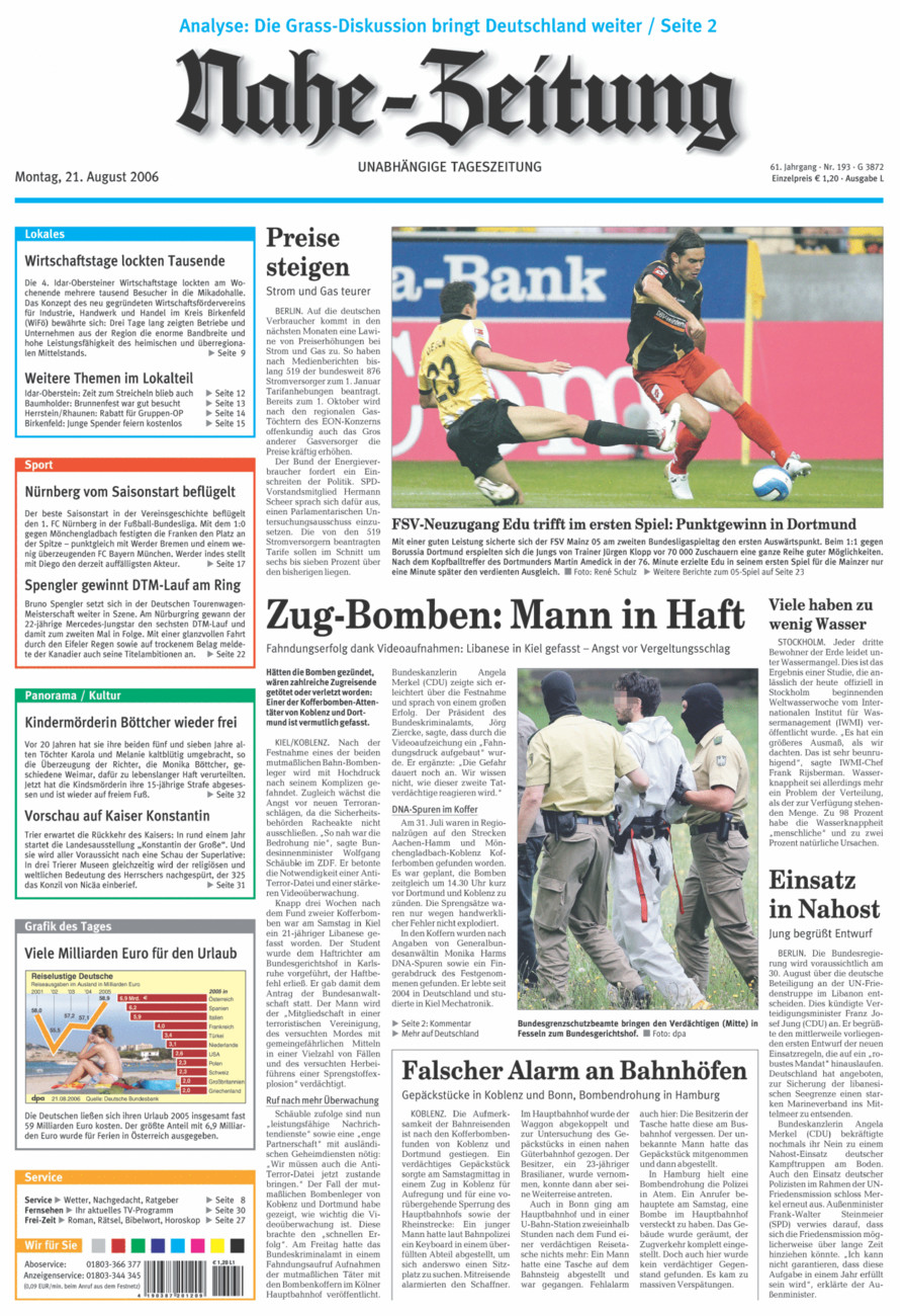 Nahe-Zeitung vom Montag, 21.08.2006