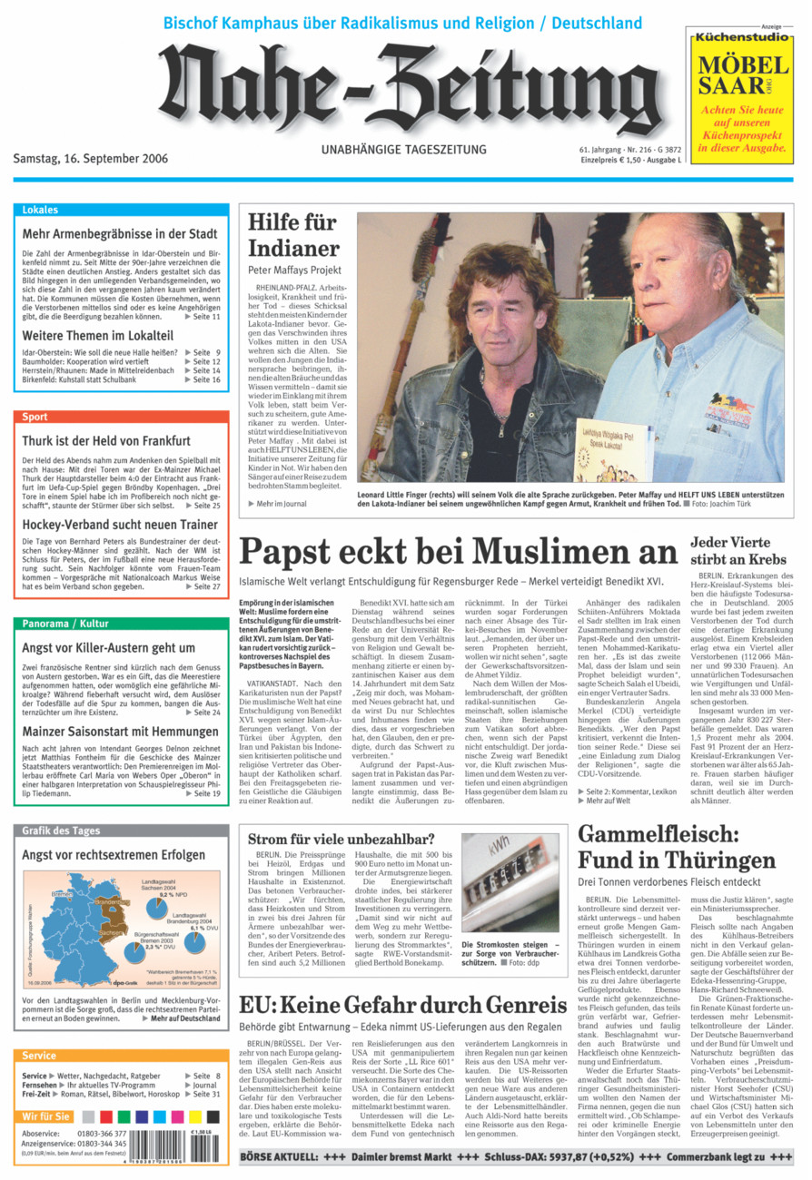 Nahe-Zeitung vom Samstag, 16.09.2006