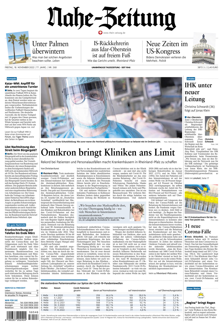 Nahe-Zeitung vom Freitag, 18.11.2022