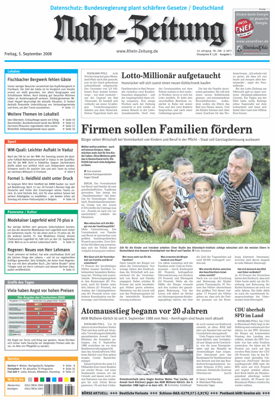 Nahe-Zeitung vom Freitag, 05.09.2008