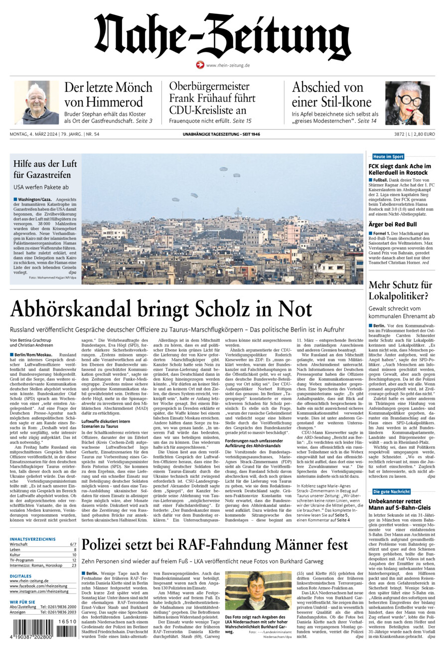Nahe-Zeitung vom Montag, 04.03.2024