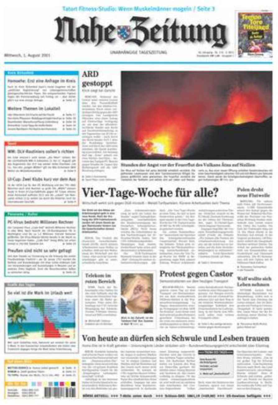 Nahe-Zeitung vom Mittwoch, 01.08.2001