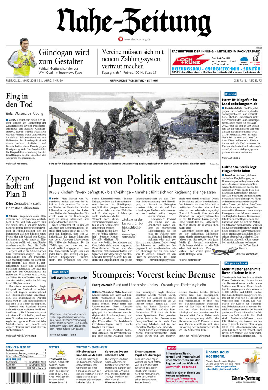 Nahe-Zeitung vom Freitag, 22.03.2013