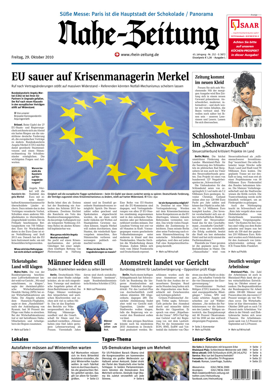 Nahe-Zeitung vom Freitag, 29.10.2010