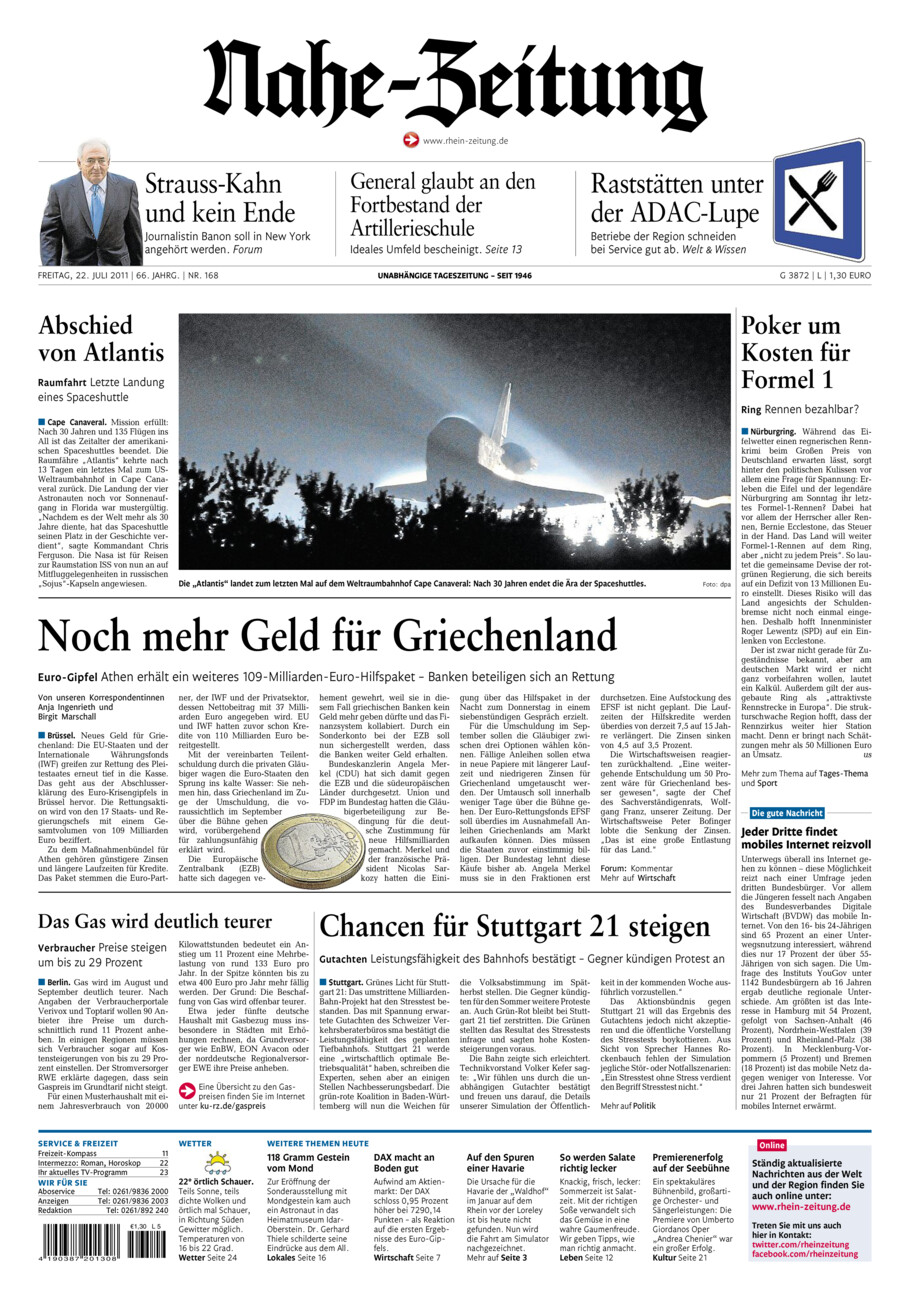 Nahe-Zeitung vom Freitag, 22.07.2011