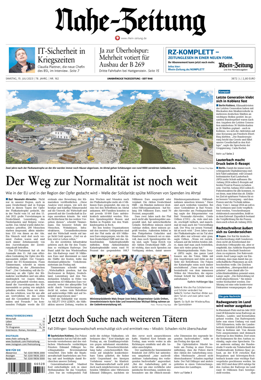 Nahe-Zeitung vom Samstag, 15.07.2023