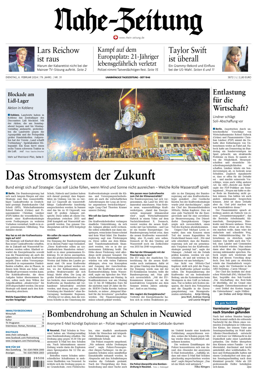 Nahe-Zeitung vom Dienstag, 06.02.2024