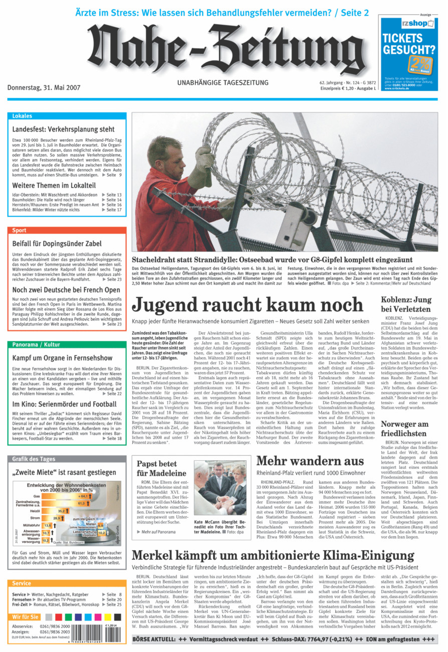 Nahe-Zeitung vom Donnerstag, 31.05.2007