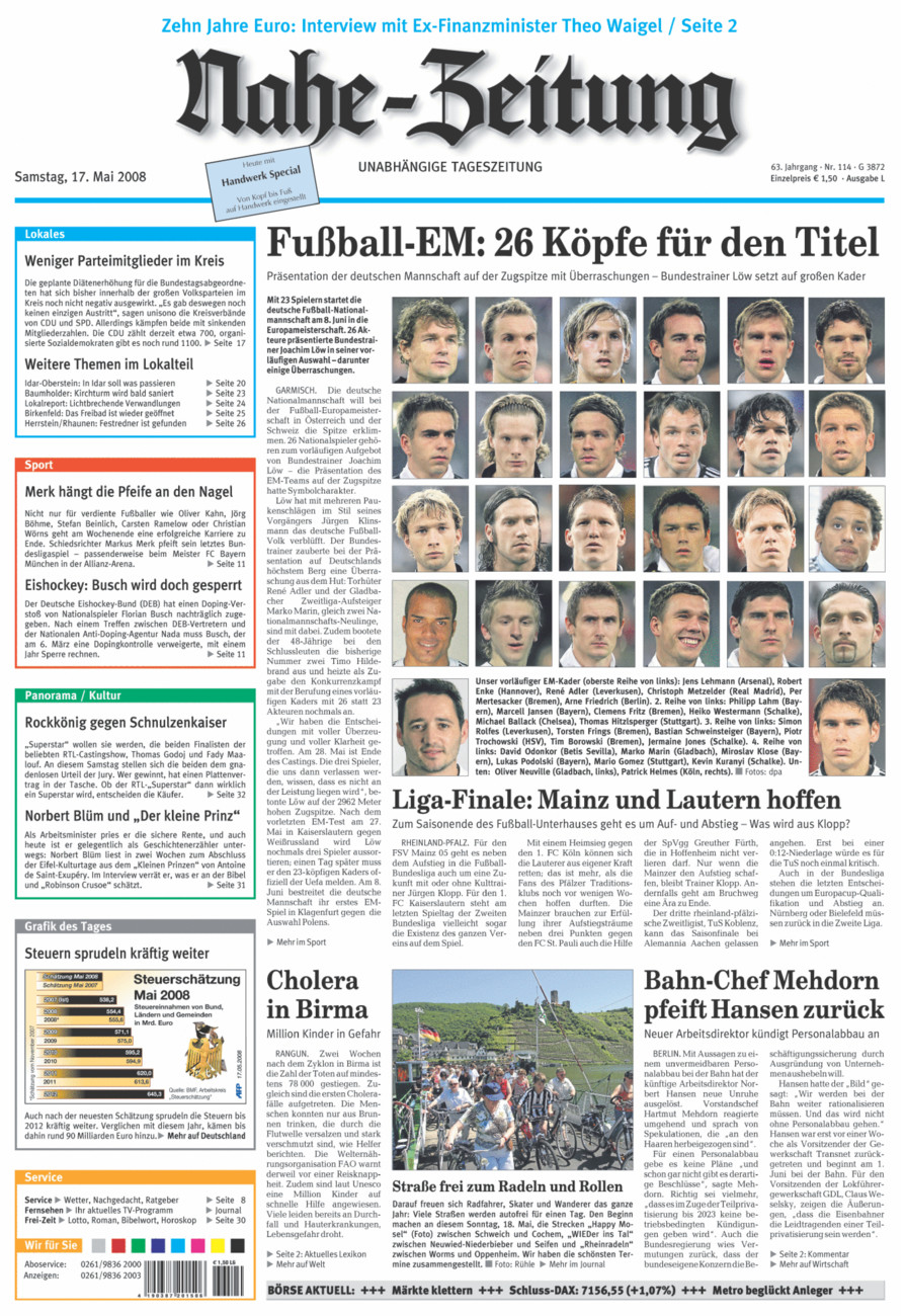 Nahe-Zeitung vom Samstag, 17.05.2008