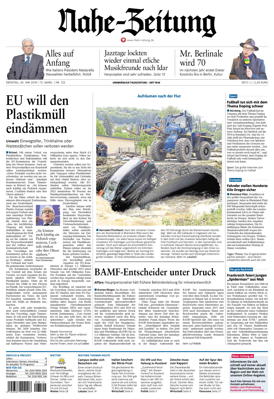 Nahe-Zeitung vom Dienstag, 29.05.2018