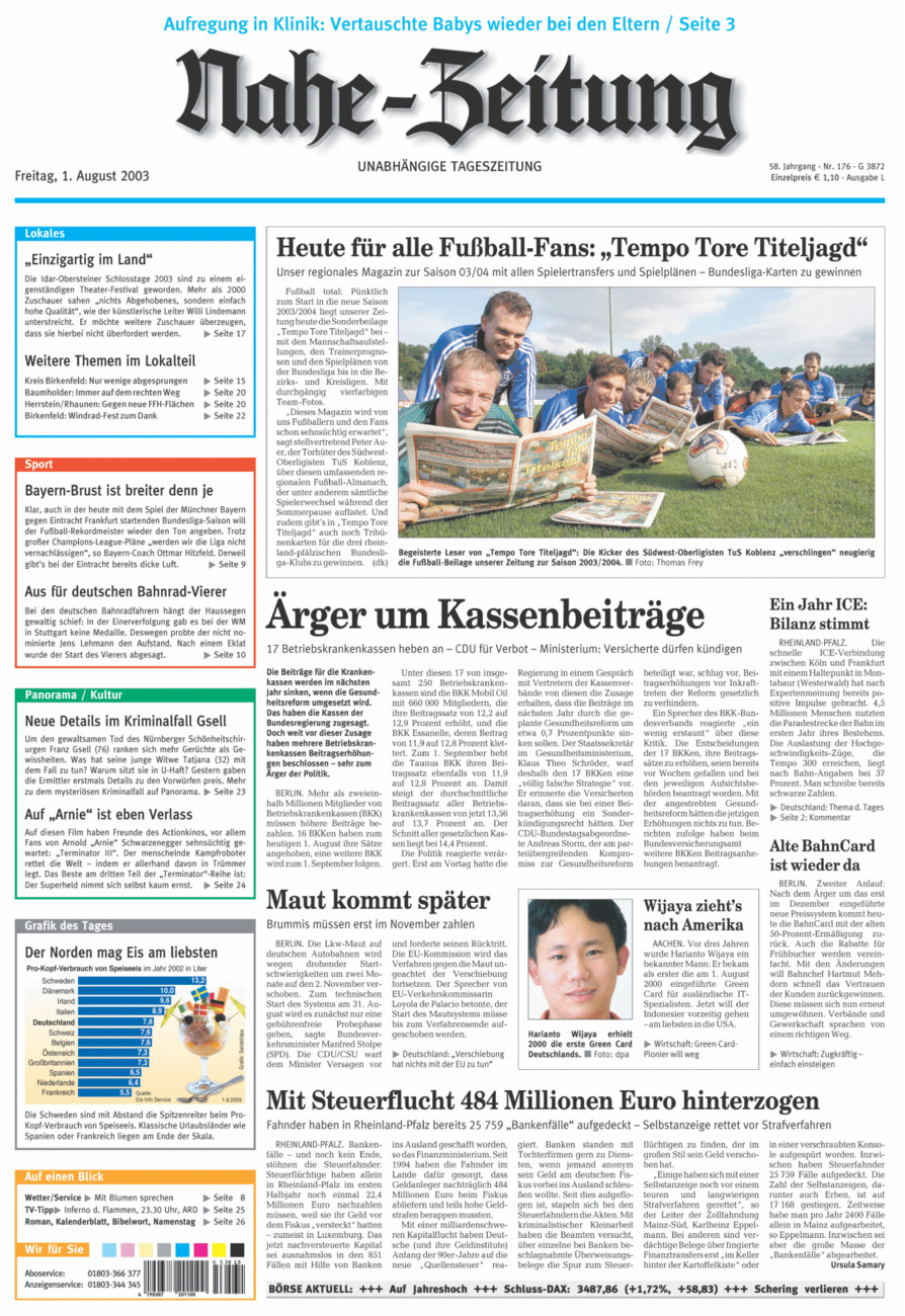 Nahe-Zeitung vom Freitag, 01.08.2003