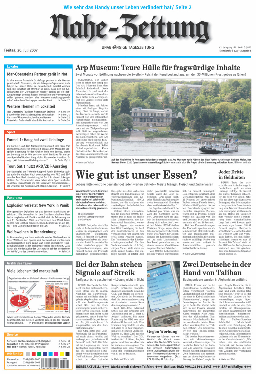 Nahe-Zeitung vom Freitag, 20.07.2007