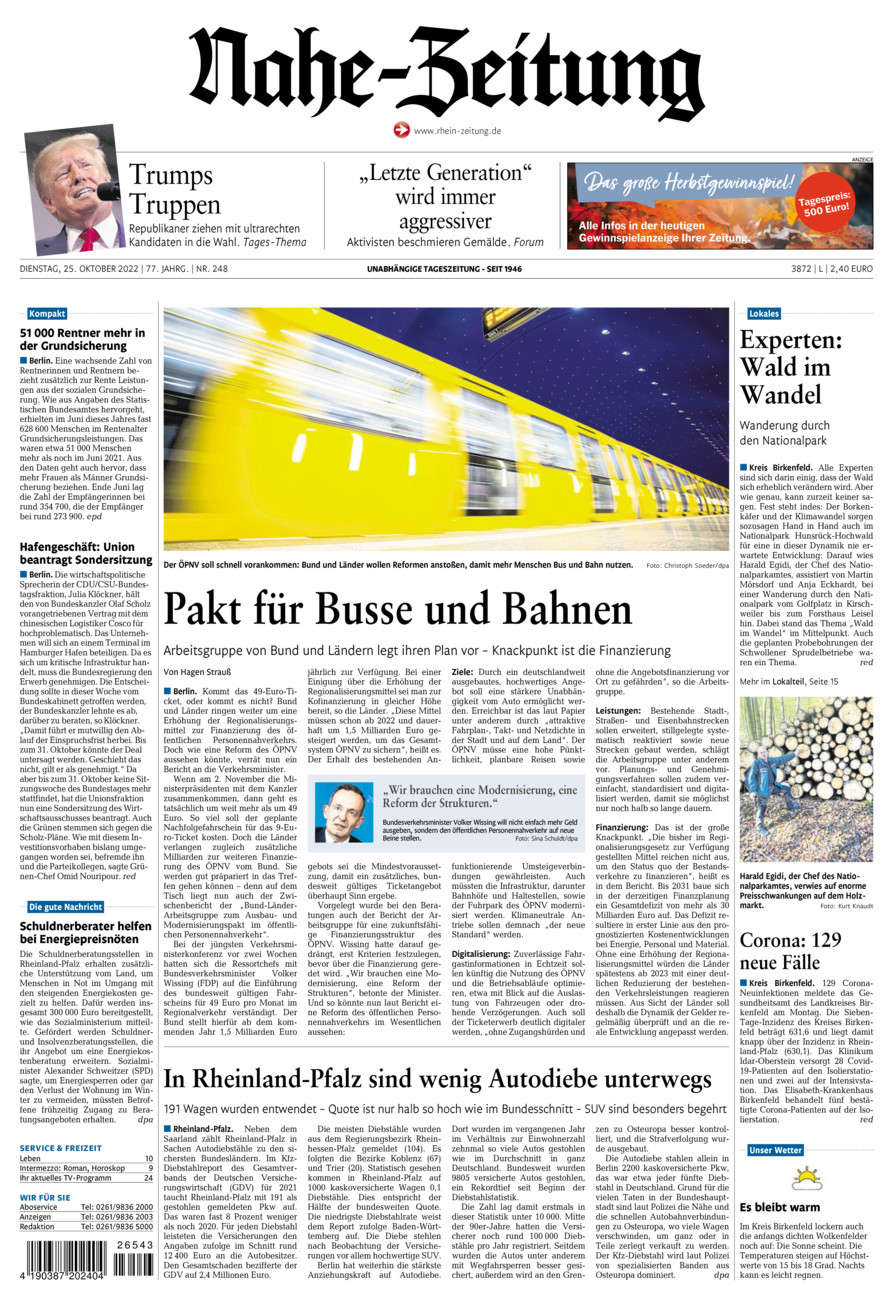 Nahe-Zeitung vom Dienstag, 25.10.2022