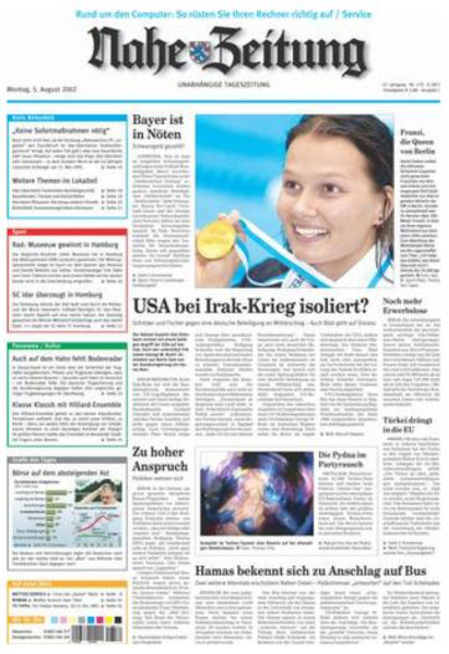 Nahe-Zeitung vom Montag, 05.08.2002