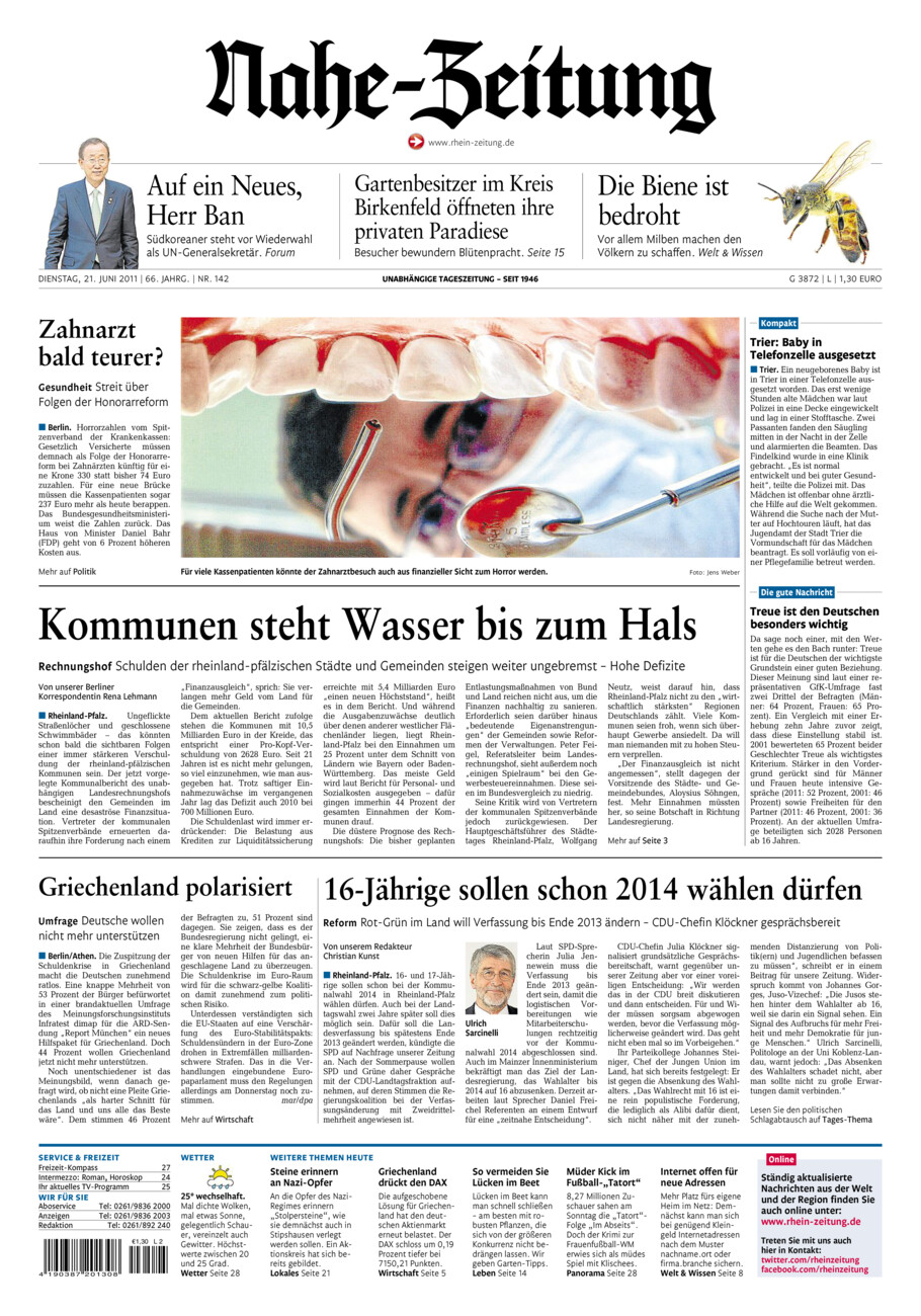 Nahe-Zeitung vom Dienstag, 21.06.2011