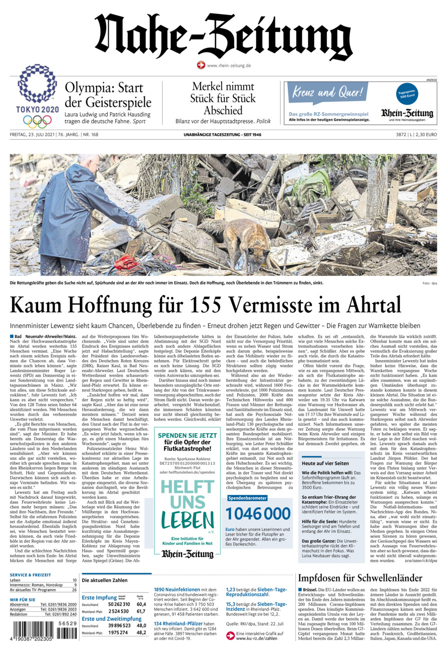 Nahe-Zeitung vom Freitag, 23.07.2021