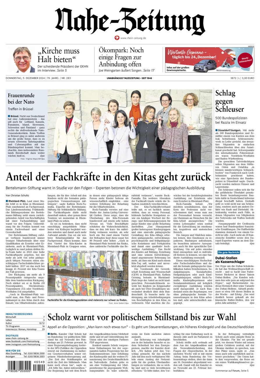 Nahe-Zeitung vom Donnerstag, 05.12.2024