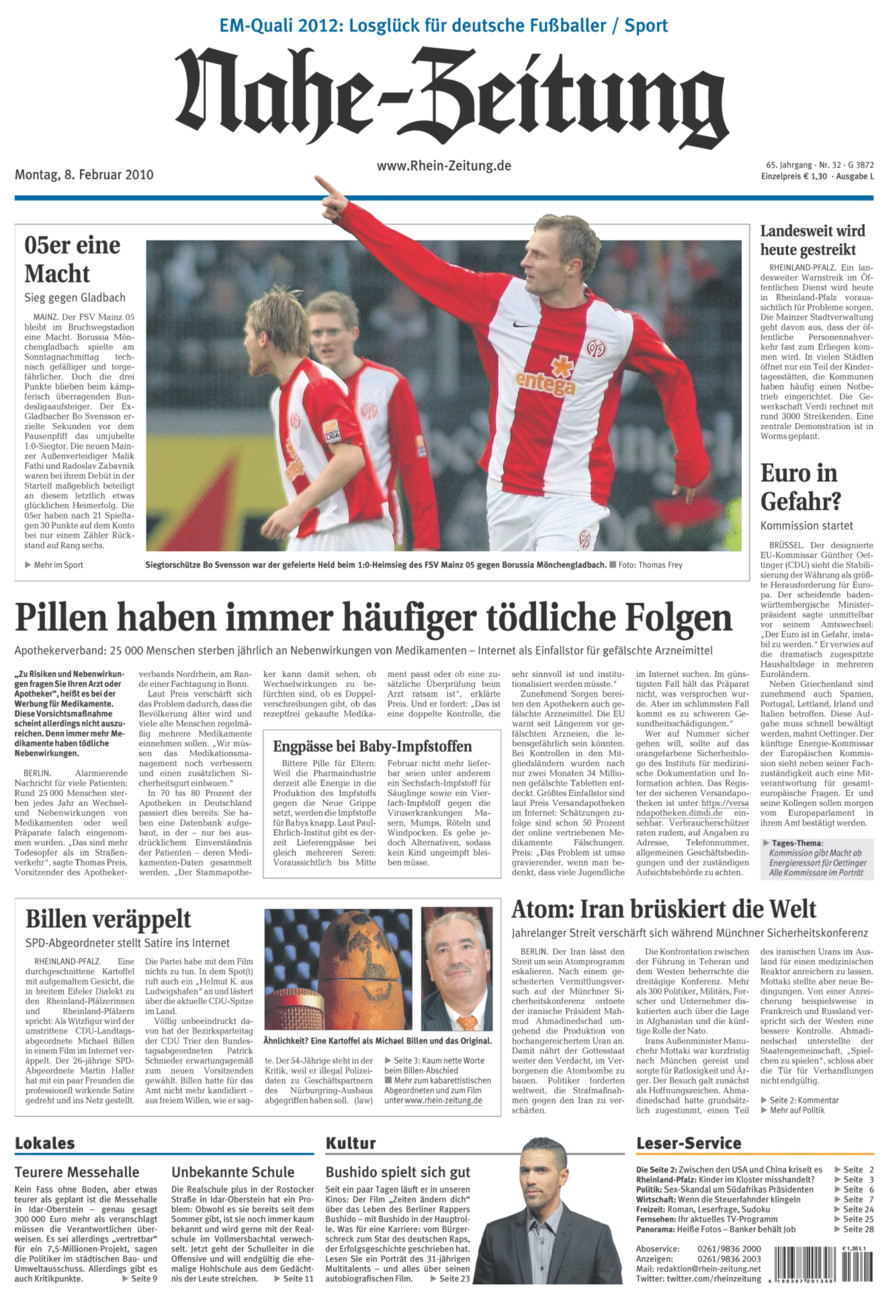 Nahe-Zeitung vom Montag, 08.02.2010