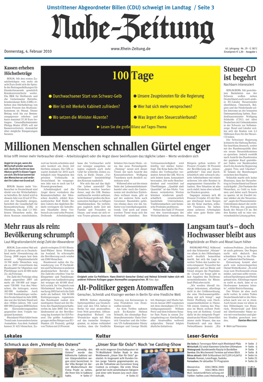 Nahe-Zeitung vom Donnerstag, 04.02.2010