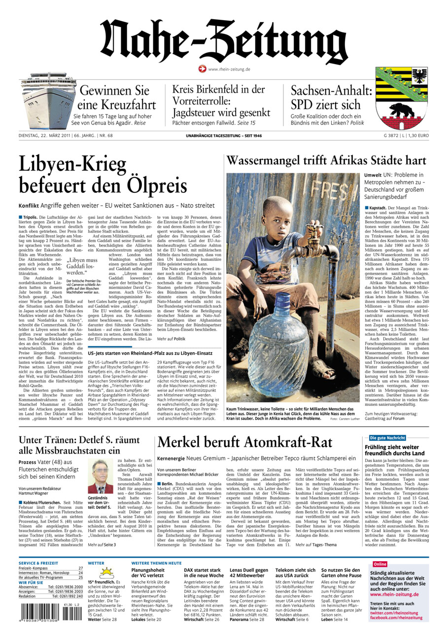Nahe-Zeitung vom Dienstag, 22.03.2011