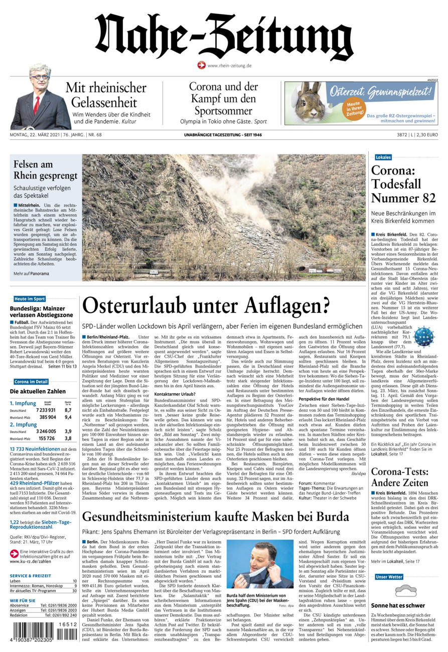 Nahe-Zeitung vom Montag, 22.03.2021