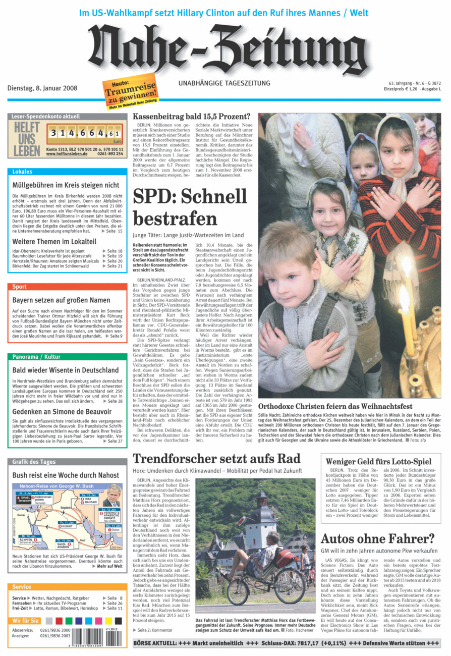Nahe-Zeitung vom Dienstag, 08.01.2008