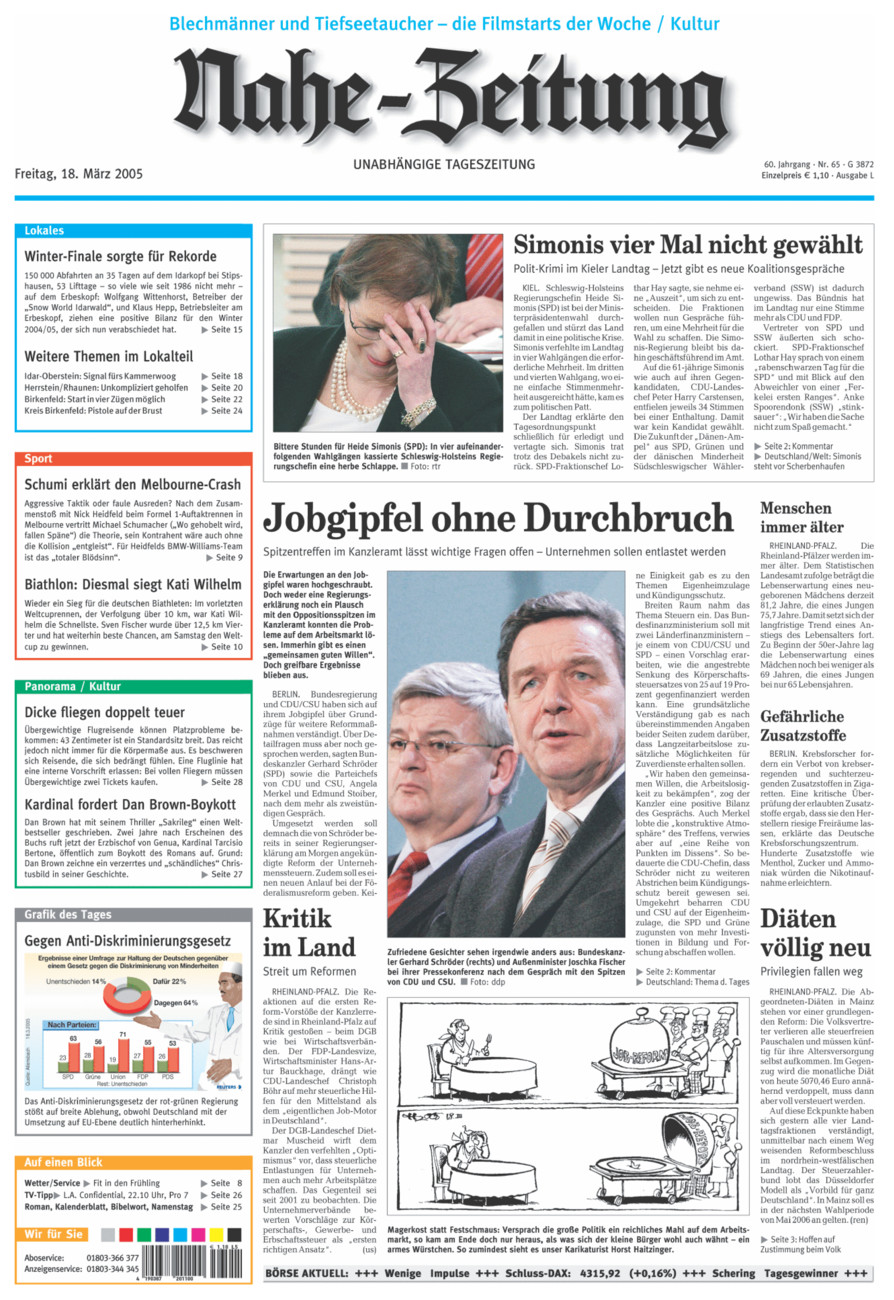 Nahe-Zeitung vom Freitag, 18.03.2005