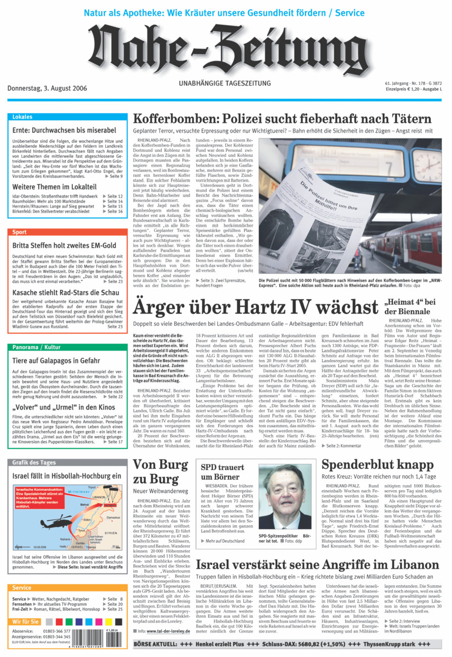 Nahe-Zeitung vom Donnerstag, 03.08.2006