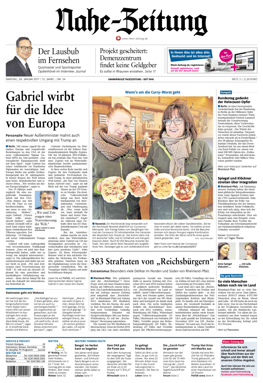 Nahe-Zeitung vom Samstag, 28.01.2017