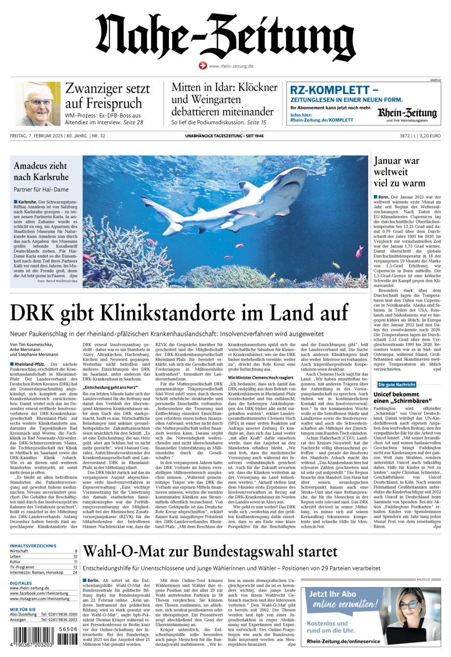 Nahe-Zeitung vom Freitag, 07.02.2025